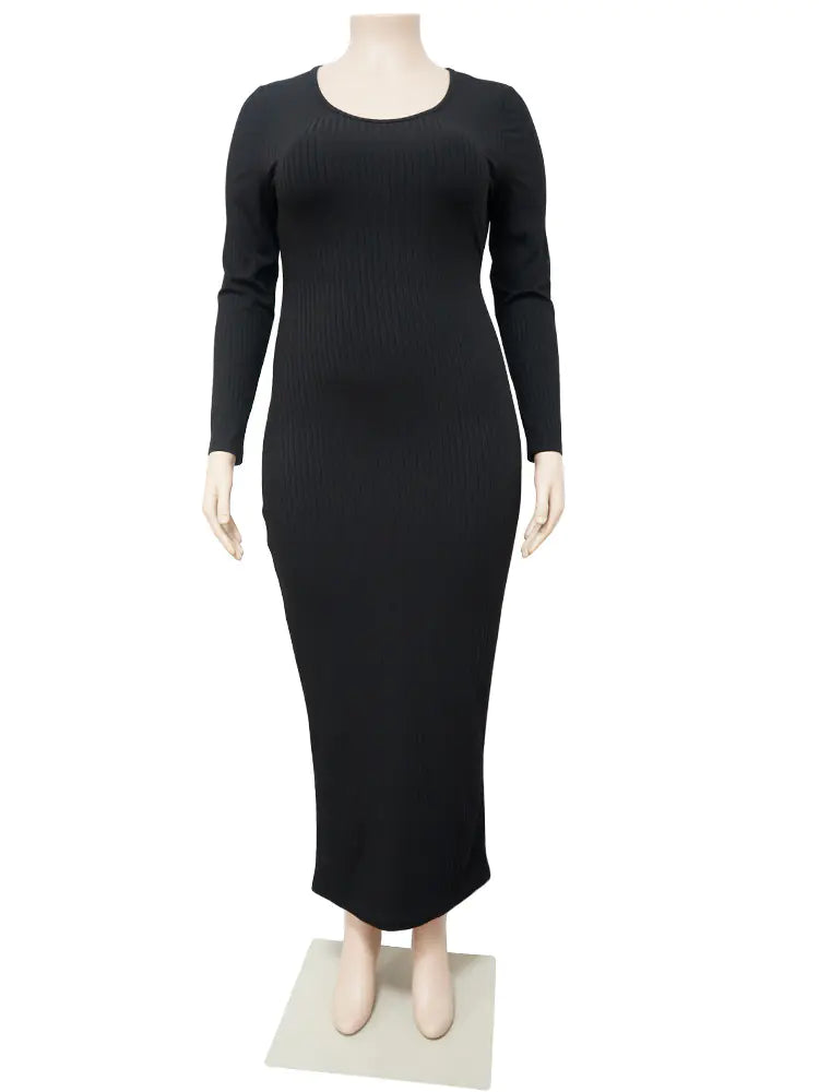 Plus Size Elegant Maxi Dress with Hollow Out Back