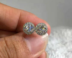 Rhinestone Round Earrings & Ring Set