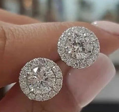 Rhinestone Round Earrings & Ring Set