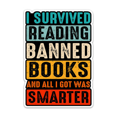 (3PCs) I Survived Reading Banned Books Sticker Funny Bookish Stickers for Readers Vintage Bookworm Gifts Waterproof Vinyl Stickers for Kindle Tablet Laptop Water Bottle Decals (3 Inches)